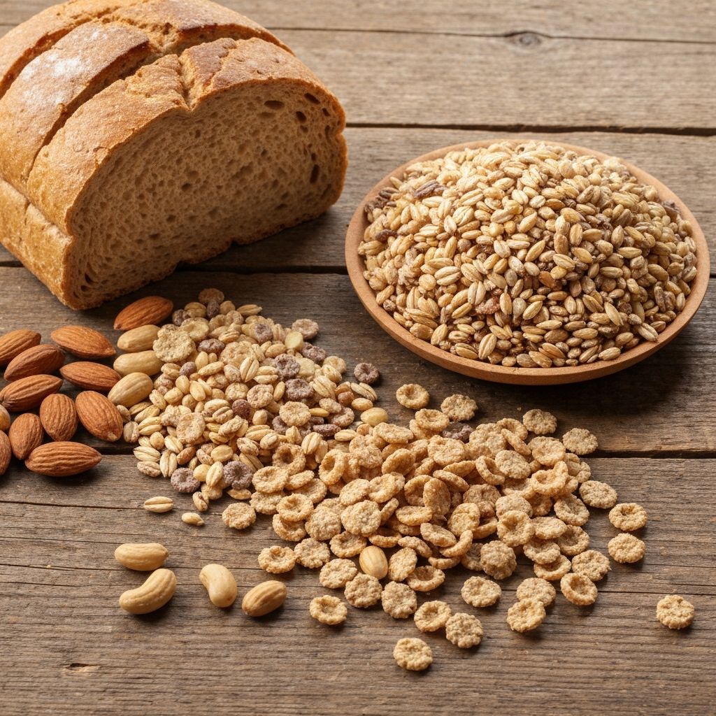 Whole grains, bread, nuts and high fiber foods
