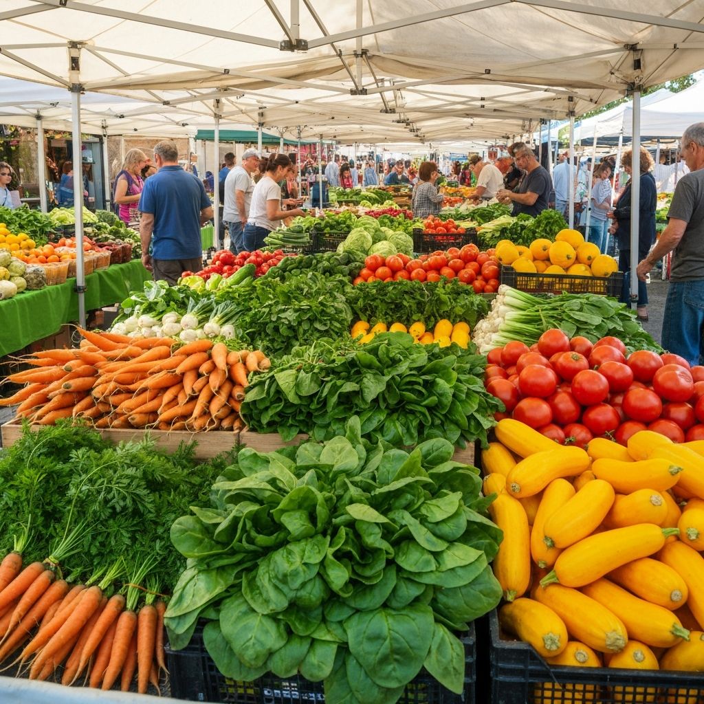 Colorful organic vegetables at farmers market